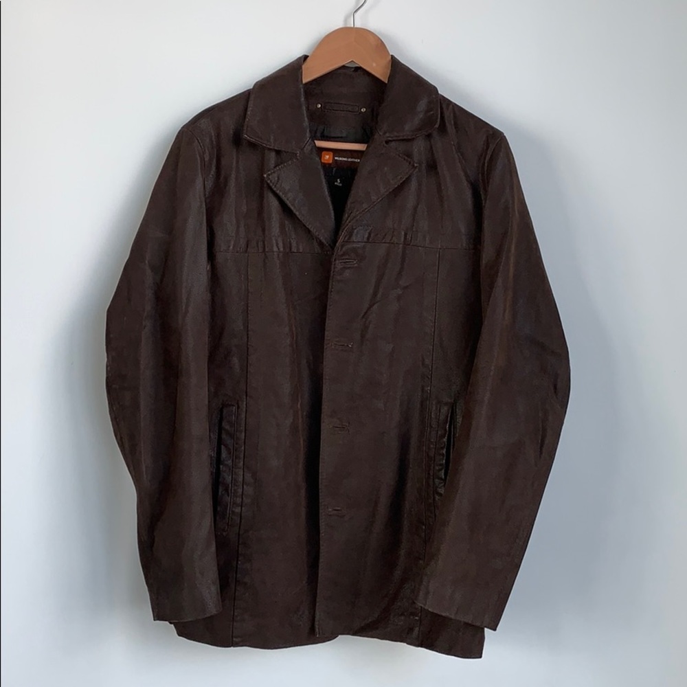Brown Suede Leather Stitch Jacket (L)
